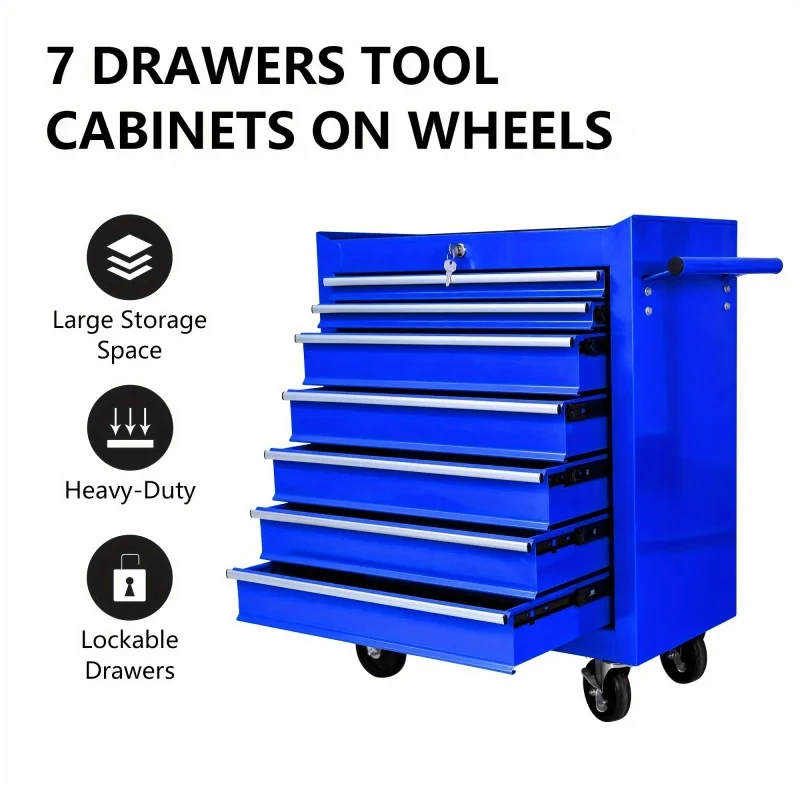 Workshop Tools Cabinet - 7 Çekmeceli Mavi Çok Amaçlı Tekerlekli