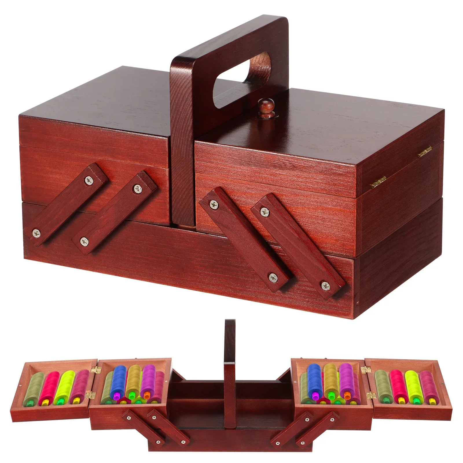 Workshop Tools Cabinet - Genişletilebilir Dikiş İpliği Kutusu Ahşap Vintage